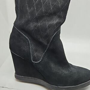 GREAT Donald J. Pliner Black Suede Wedge Boots